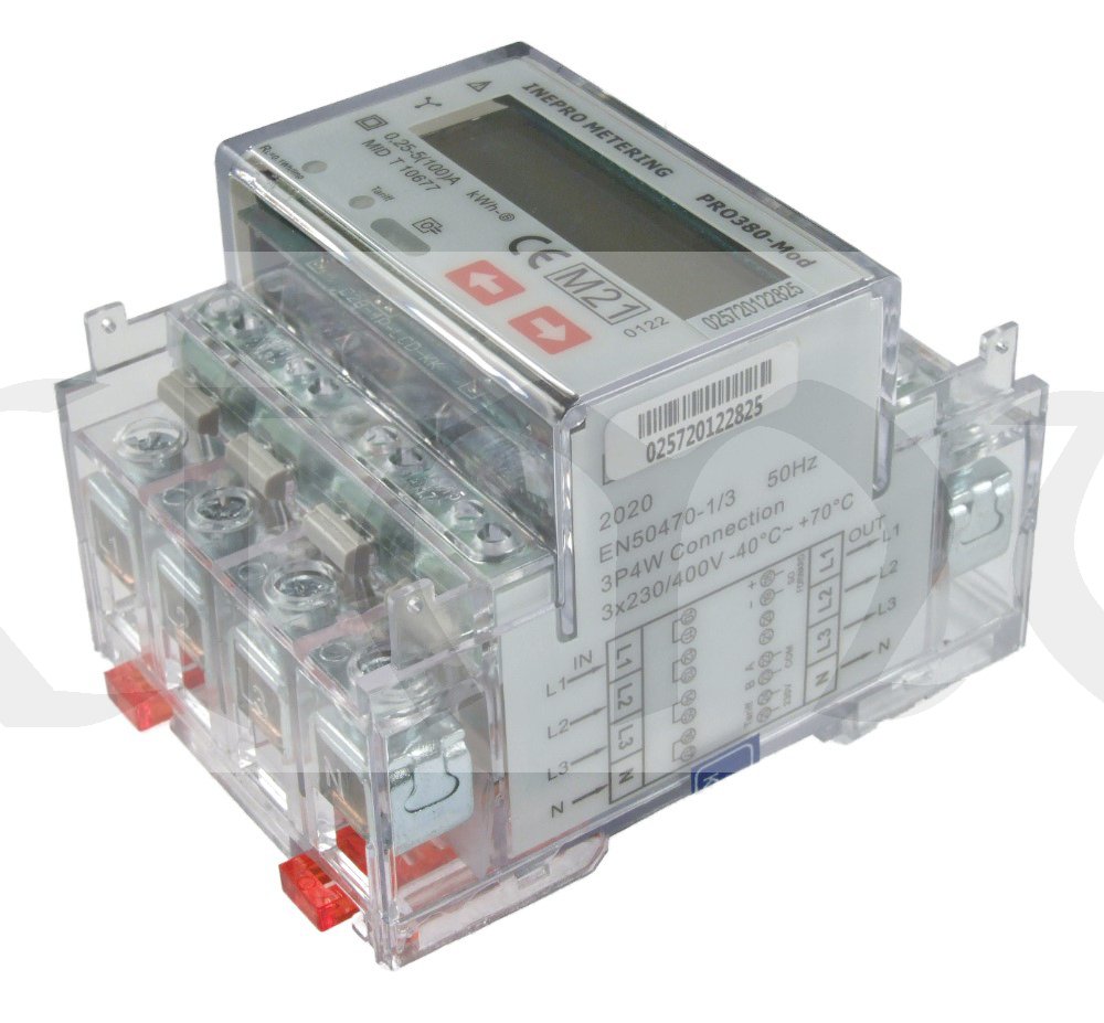 Elektroměr PRO380-MOD 0,25-100A ModBus, CZ úředně ověřený